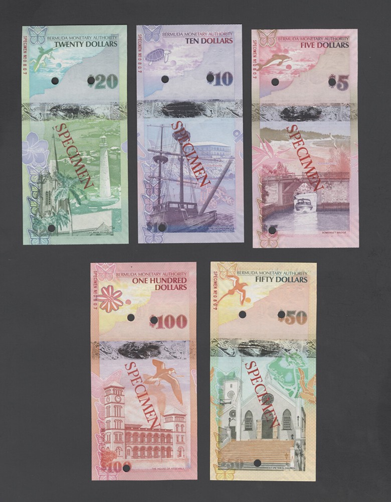 Bermuda Banknote Specimen Set 2009, Catalog 57s-60s, 62s