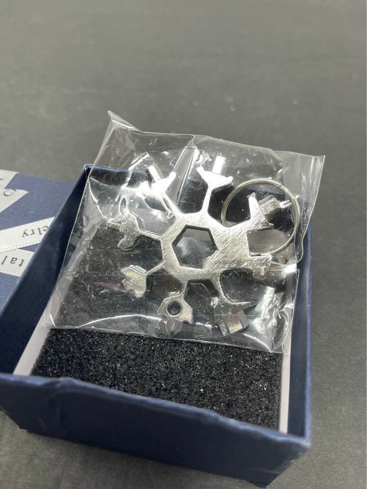 Hex Snowflake Multi Tool Stainless Steel Key Chain