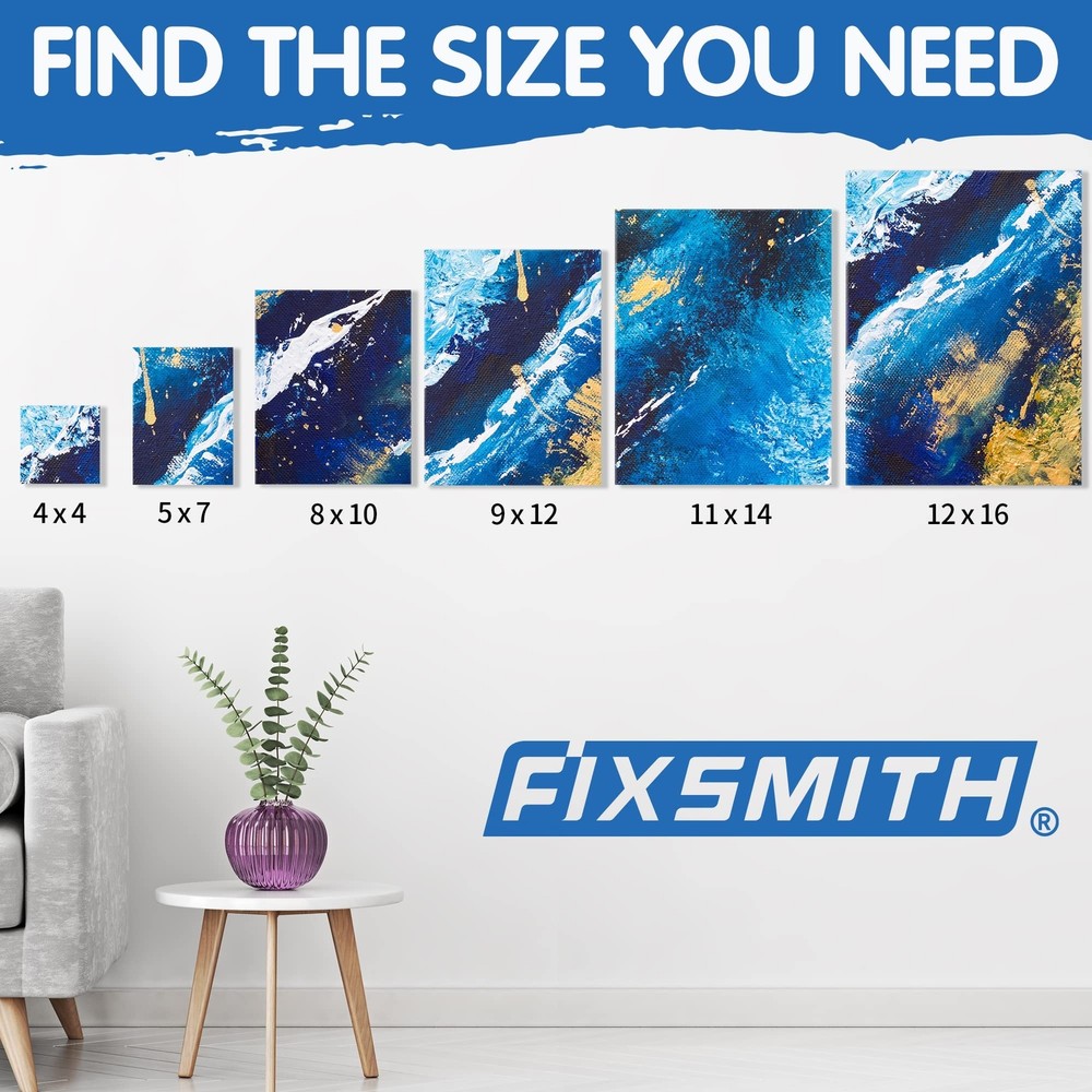 FIXSMITH Stretched White Blank Canvas - 11x14 Inch, 8 Pack, Primed,100% Cotto...