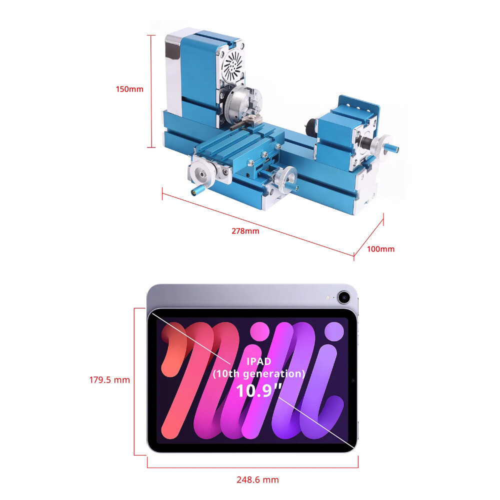 36W Mini Motorized Lathe Machine Metal Woodworking Hobby Teaching DIY Tools
