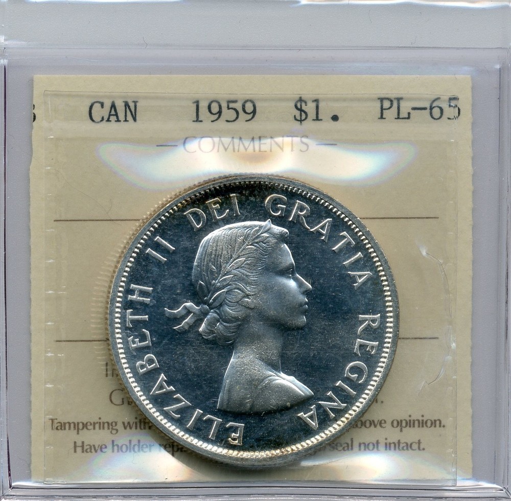1959 Canada $1 Proof-Like, ICCS PL65 Cameo