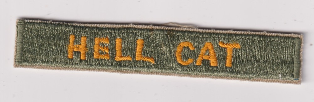 12th Armor Division Hell Cat tab patch reproduction gold on green 1970s make