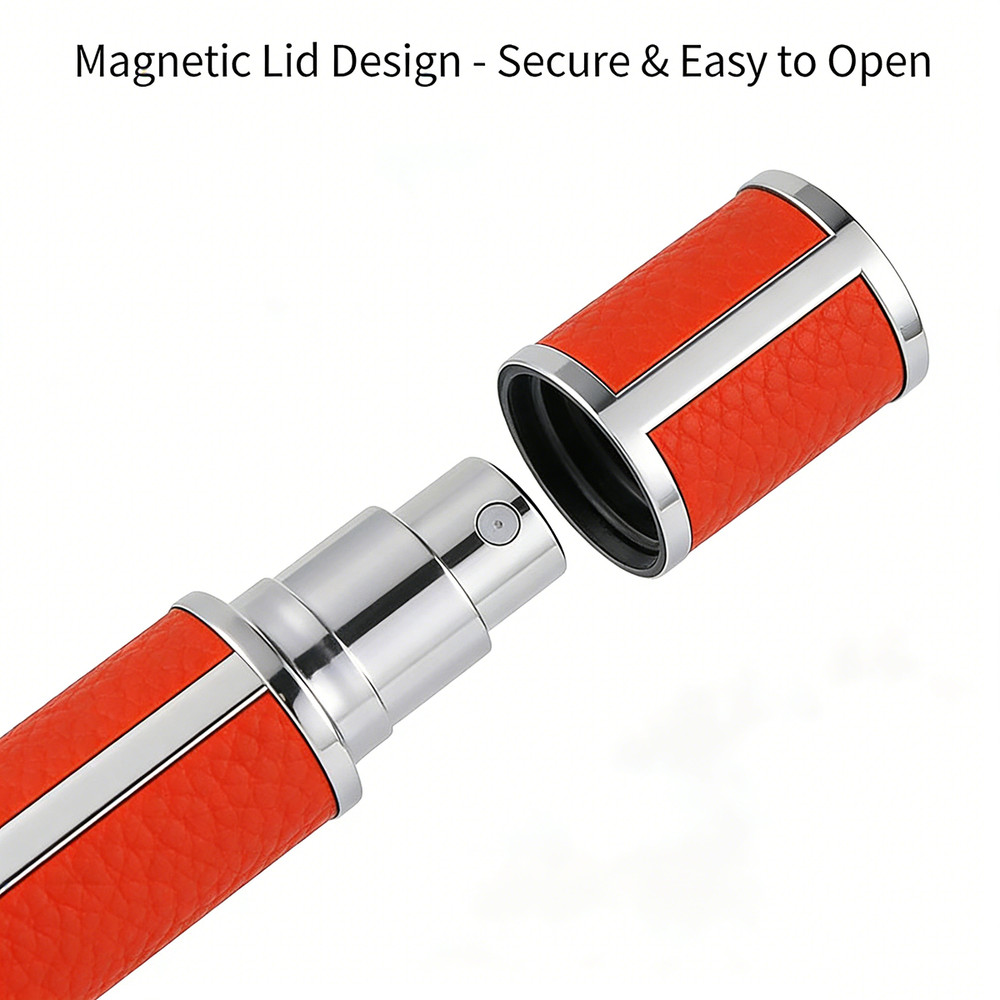 5ml Genuine Leather Magnetic Attraction Fillable Perfume Atomizer Spray Pump