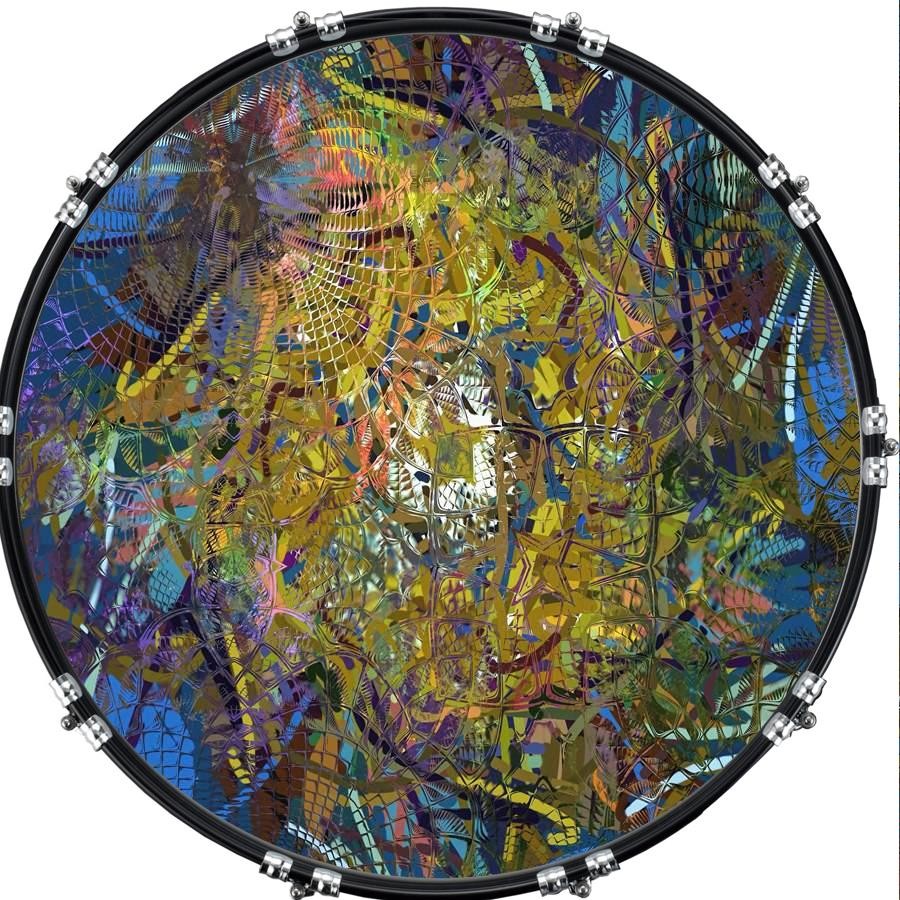 Custom 22" Aquarian Kick Bass Drum Head Graphical Image Front Skin