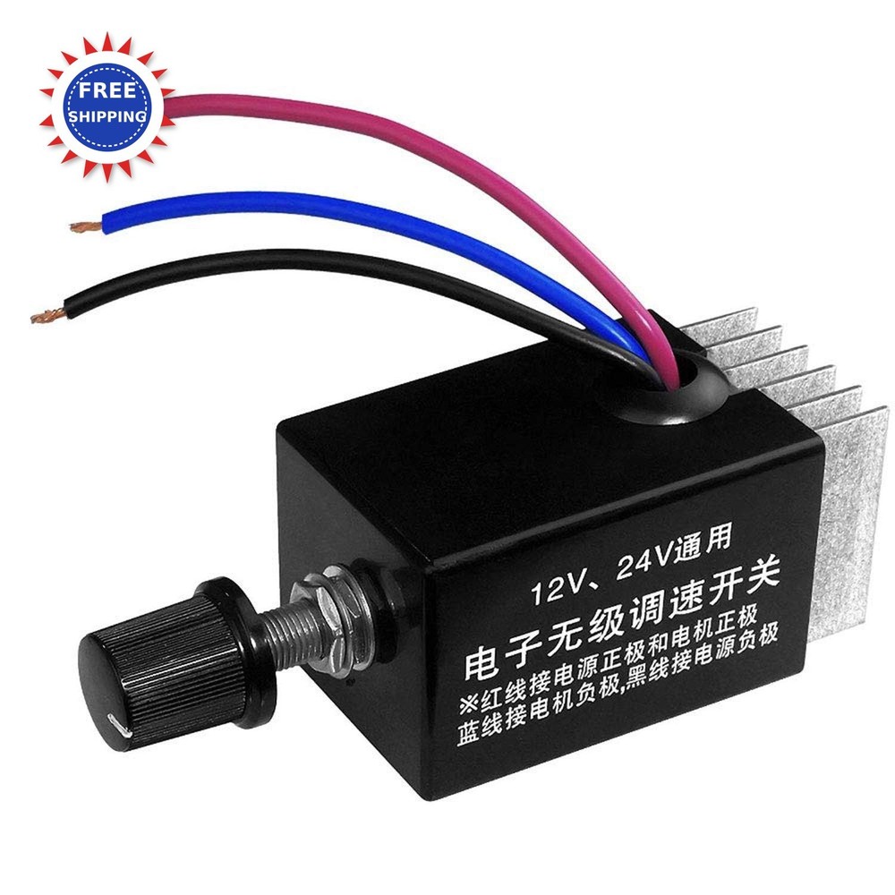 DC Motor Speed Controller 12V 24V 10A Electronic Stepless Regulator Universal