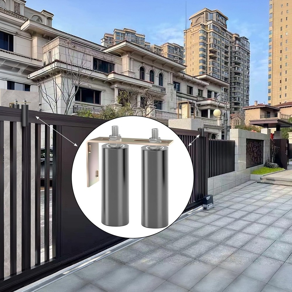 6" Slide Gate Guide Roller with L-Bracket, Adjustable Width 2.4", UHMW Nylon ...