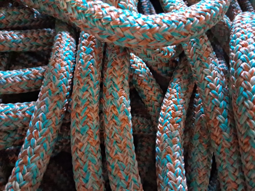 9/16 x 200 ft. Double Braid-Yacht Braid Polyester Rope. Turq/BO/Tan Blend