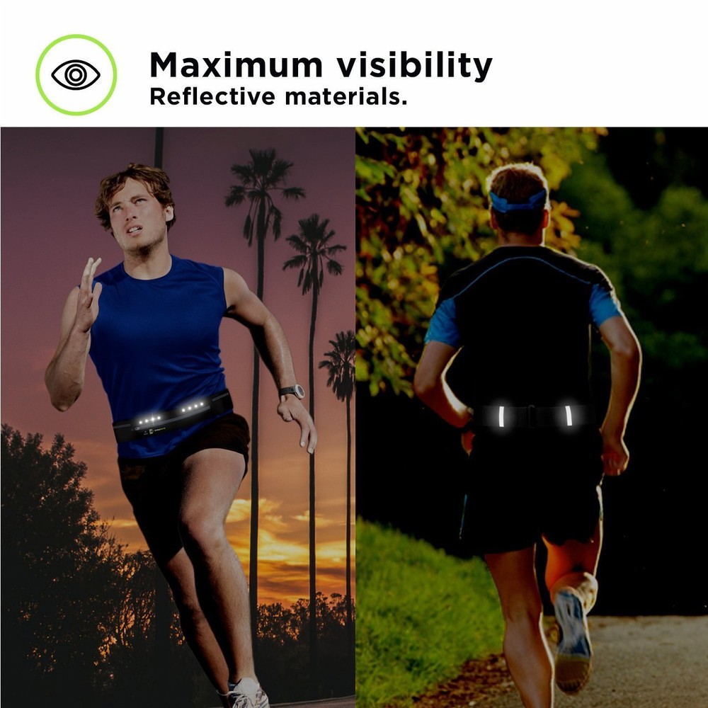 Dynamove Running belt for Iphone or Android with Motion Powered LEDs (S,M, or L)