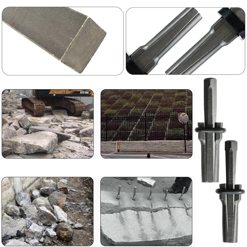2 Pack Heavy Duty Stone Splitter Tools - Wedge & Feather for Precision Splitting