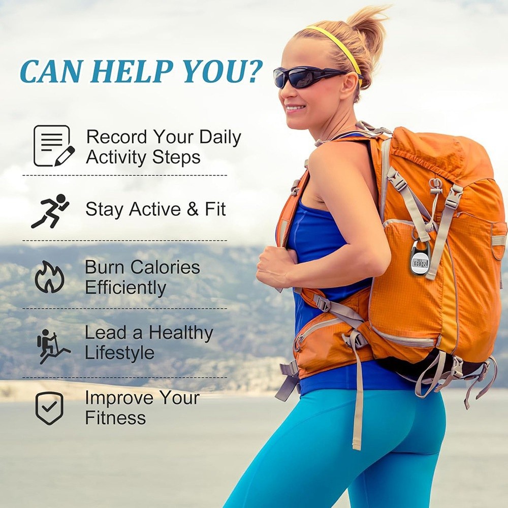 3D Pedometer for Walking Steps and Miles, Portable Step Counter for Walking3224