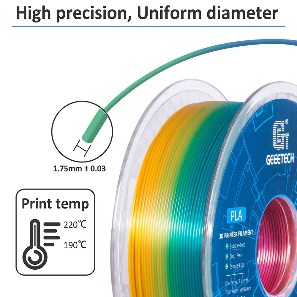 Geeetech PLA 3D Printer Filament 1.75mm 1KG Gradient Multicolor PLA Consumable