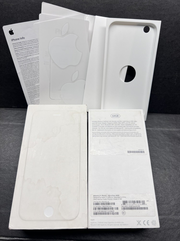 Original Apple iPhone 6 Space Gray 64GB (EMPTY BOX & INSERTS ONLY)