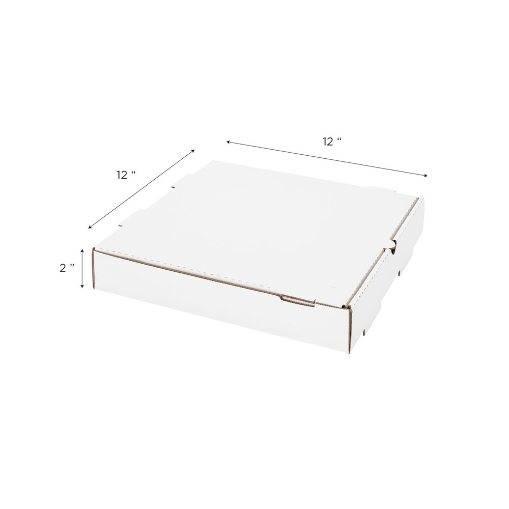 Karat Pizza Boxes 12" x 12" x 2" [50 Pack] White Corrugated Boxes | Ventilate...