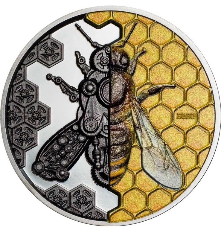 🇺🇸2020 MECHANICAL BEE Clockwork Evolution 3oz Silver Coin 2000 Togrog Mongolia