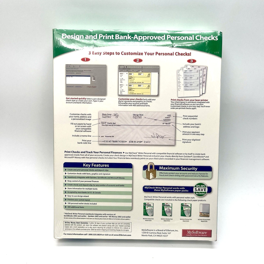 MySoftware My Personal Check Writer Create & Print Personal Checks Windows XP
