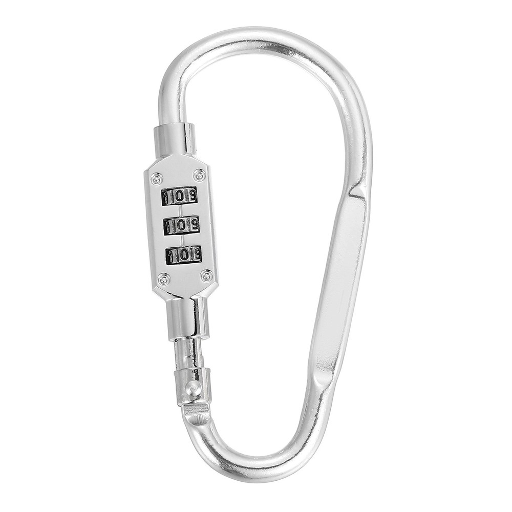 3.8" x 1.8" D-Shaped 3-Digit Code Combination Lock D-Ring Clip Locking, Silver