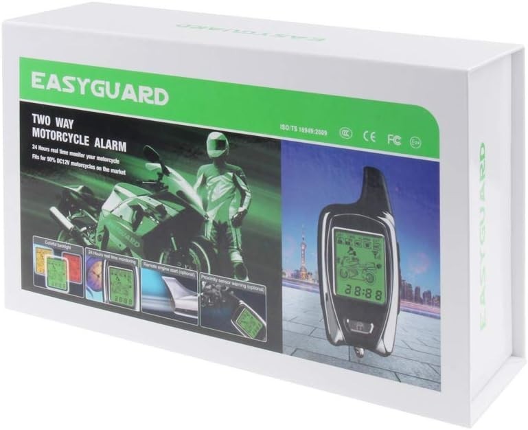 2-Way Motorcycle Alarm System with LCD Display & Rechargeable Remote