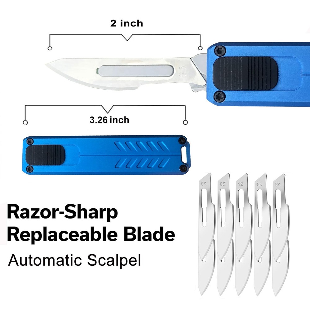 Automatic Utility Knife, Safety Black Box Cutter Retractable, EDC Push Button...