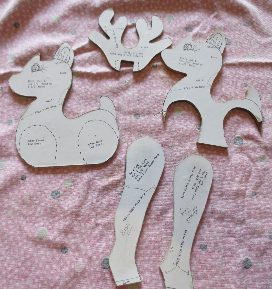 Vtg Woodworking Pattern Small 14" deer Wood pattern with paint suggestions