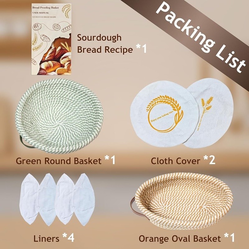 Premium Sourdough Proofing Kit W/ Machine Washable Liners Artisan Baking New