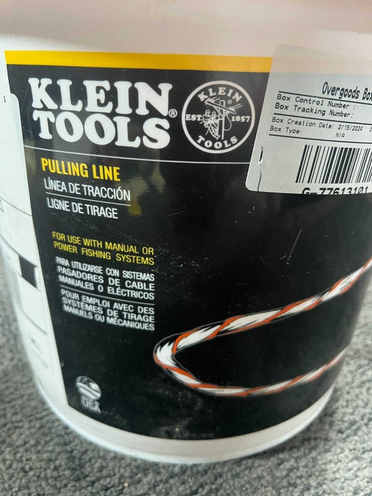 Klein Tools 56110 6500-Feet Bucket Poly Pull Line Orange Tracer Polypropylene