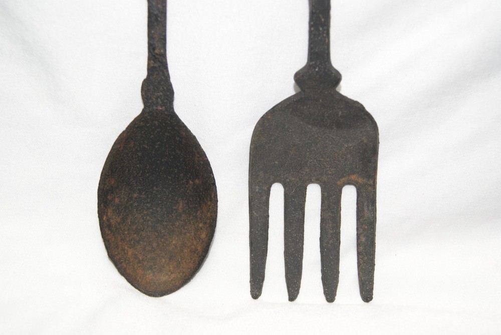 Cast Iron Kitchen Camp Fork & Spoon Set 11" Wall Decor