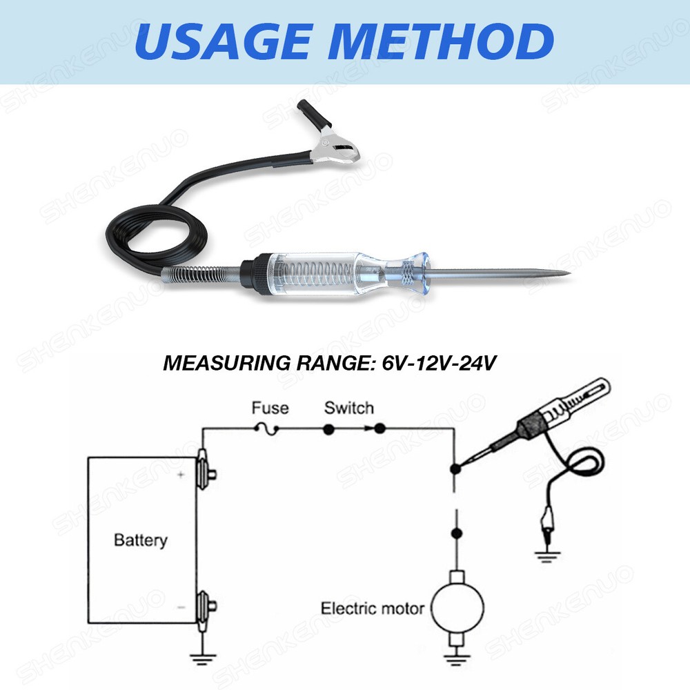 Car Voltage Circuit Tester For 6V/12V DC System Probe Continuity Test Light