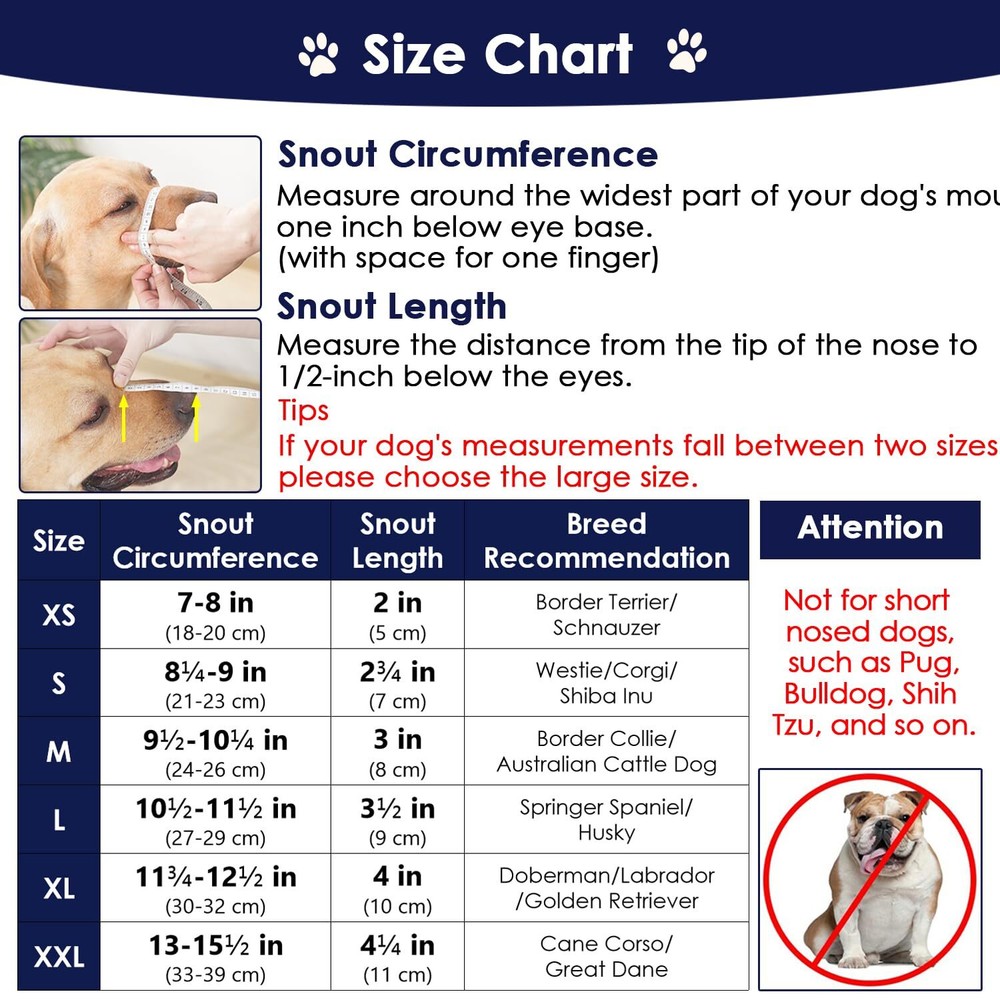 Dog Muzzle, Breathable Basket Muzzles for Small, Medium, Large and X-Large Do...