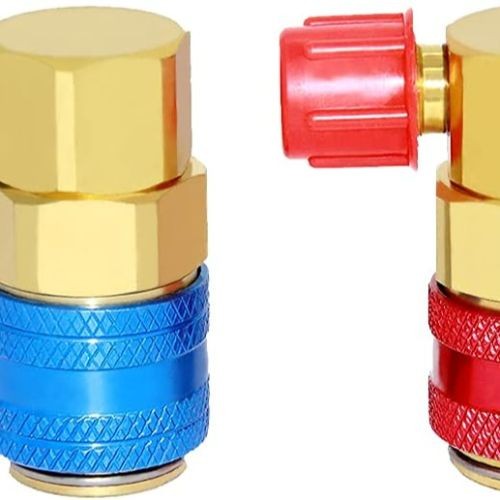 Angled High Low R134a AC Quick Coupler Adapter Fitting Freon 1/4"-L shape