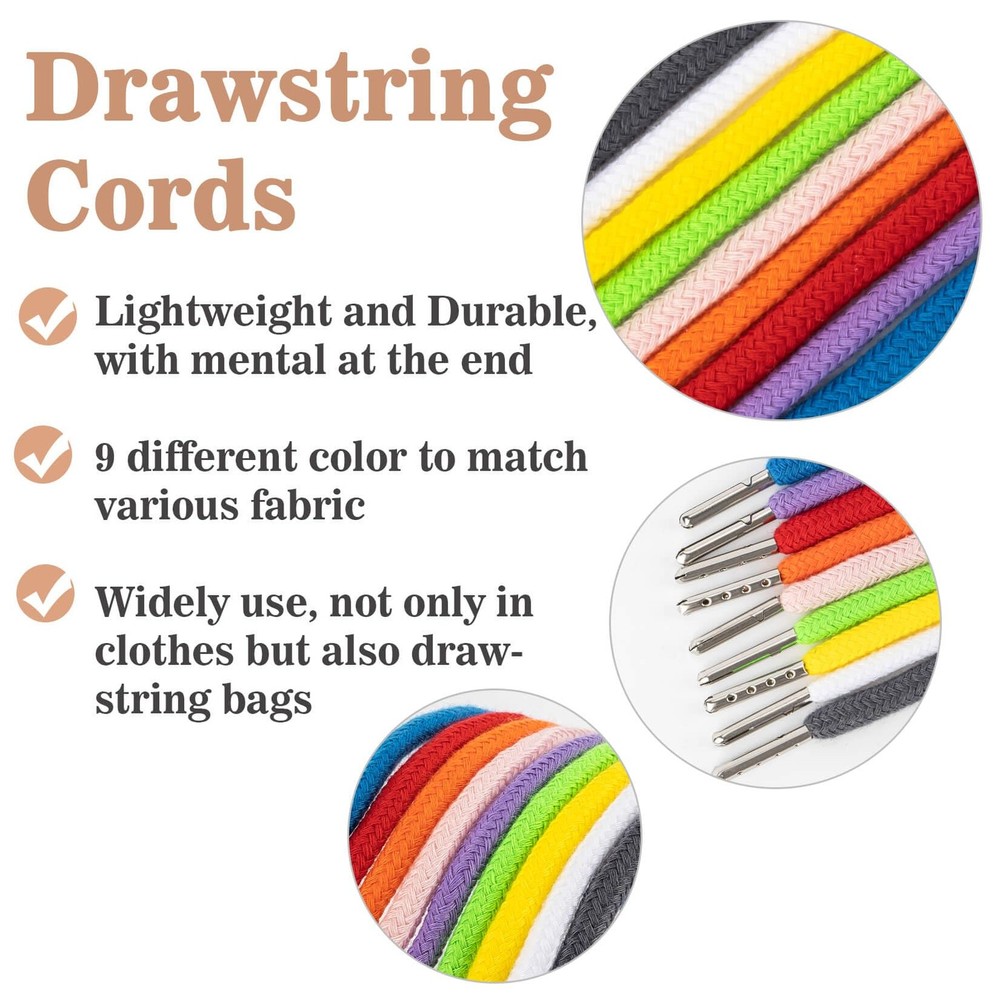 9PCS Drawstring - Drawstring Replacement 53 Inches Cord Hoodie String Replace...