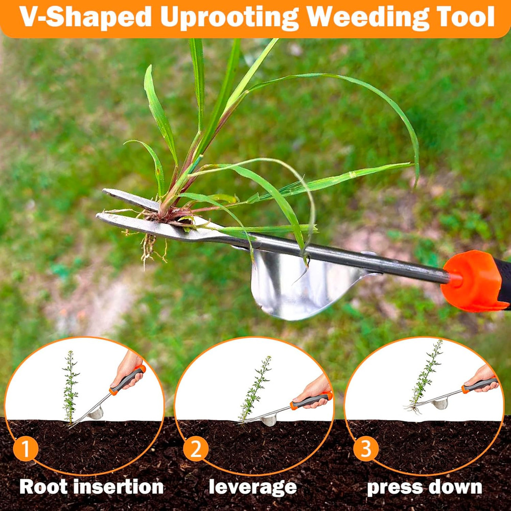 Portable Stainless Steel Weed Puller Tool for Garden and Backyard Use