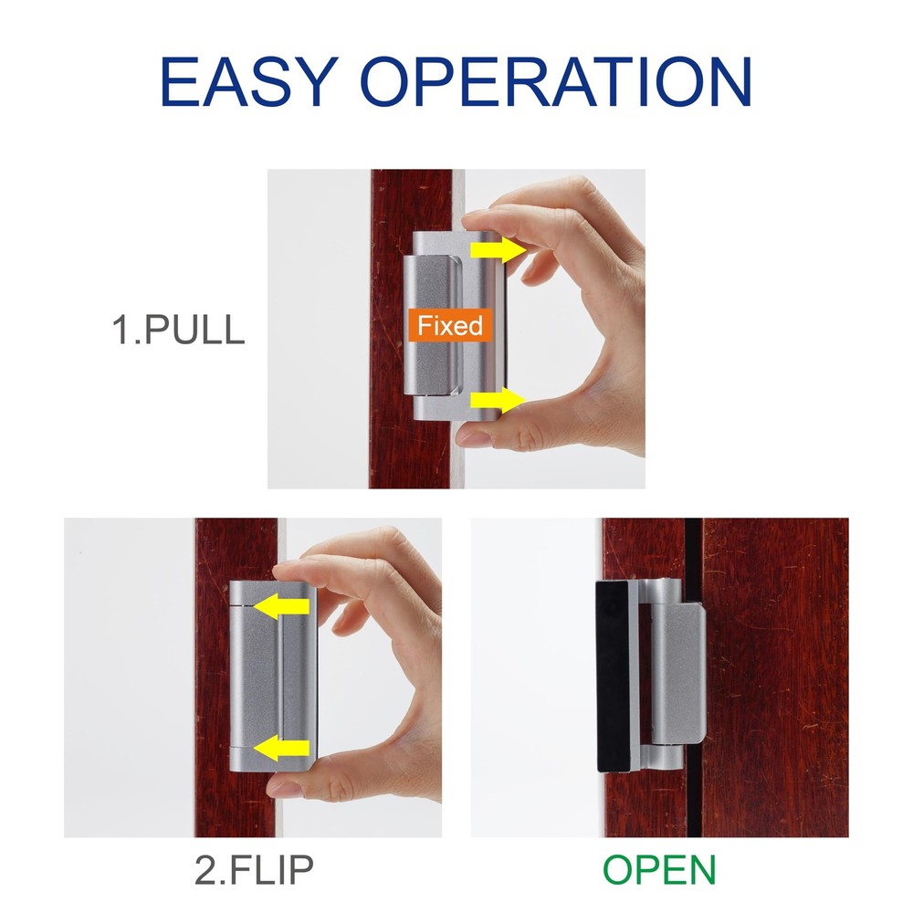 Kirphealy Home Security Door Lock, 2 Pack Reinforcement Locks for Silver