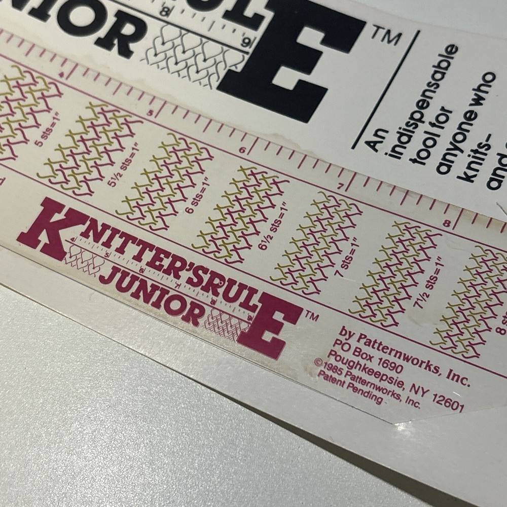 Knitter’s Rule Junior Patternworks Sample Stitch Gague Ruler Tool Knit Guide