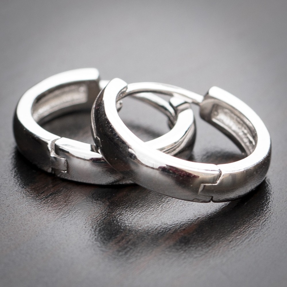 High Quality Solid Small Round Shape 925 Sterling Silver Hoop Earrings For Men