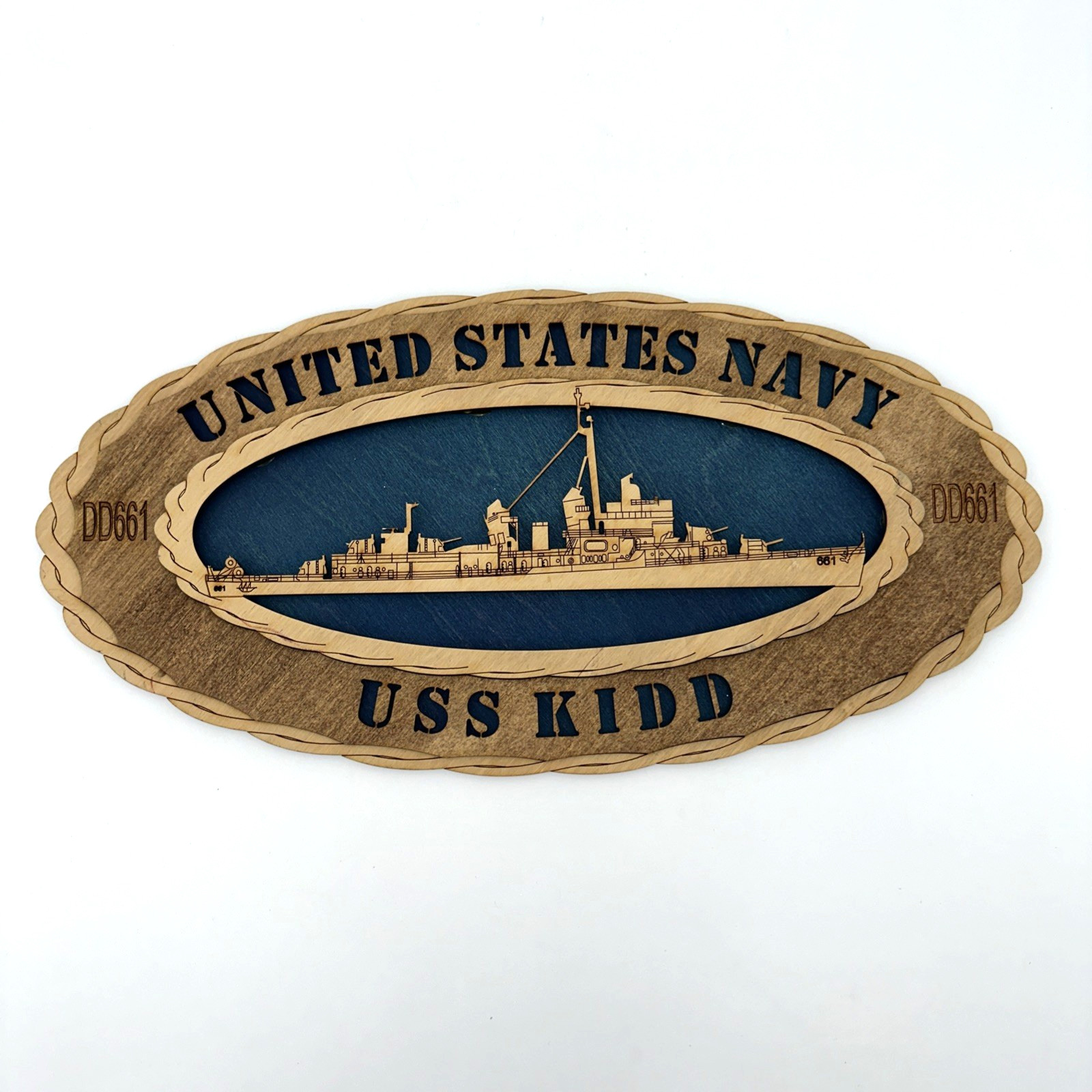 US Navy USS Kidd DD661 Wooden 3D Laser Cut Wall Decor Military Ship Plaque