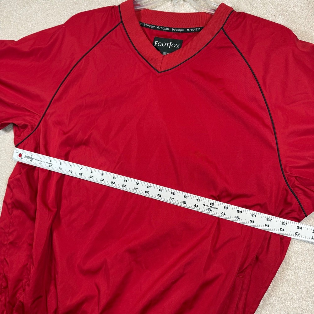 FootJoy Mens Large Golf Pullover Jacket Windbreaker Red V Neck Lightweight