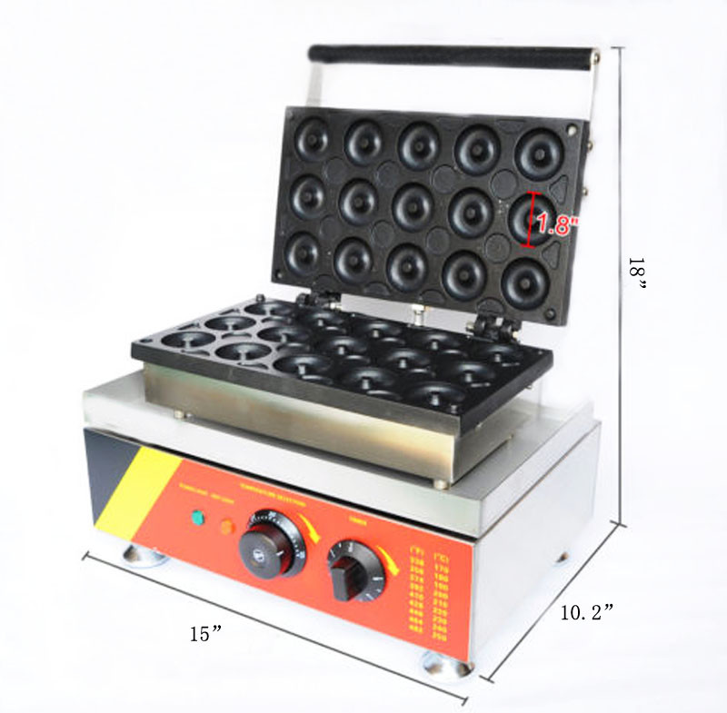 110V Electric Donut Maker Waffle Machine Doughnut Making Machine 15 Donuts