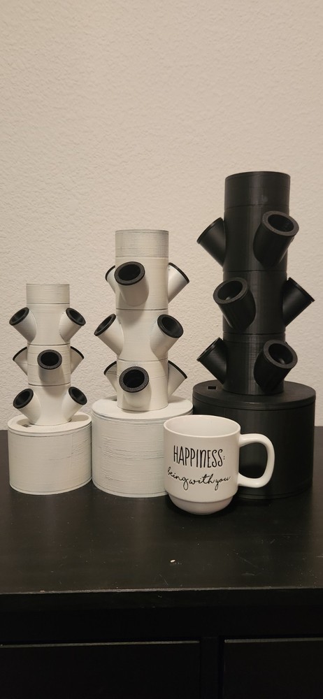 (Small) 3D Printed Desktop Hydroponic Tower | USB Powered Indoor Vertical Garden