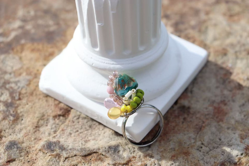 Handmade Beaded Gold-plated Ring-adjustable size 6-11