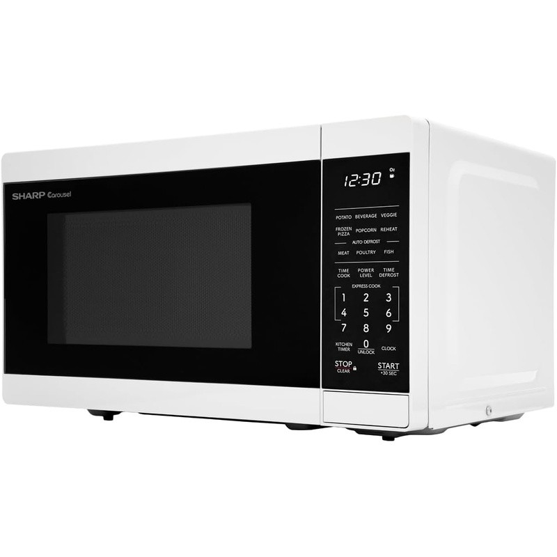 700W Compact Microwave Oven W/ Turntable Auto Cook Defrost Timer Kitchen Use