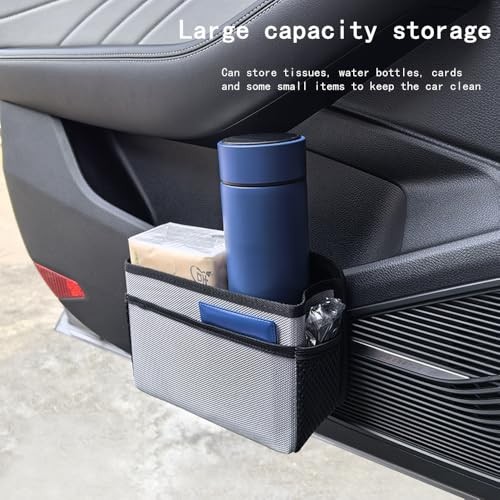 Car Trash Can, Foldable Multifunctional Hanging Storage Box Trash Can black