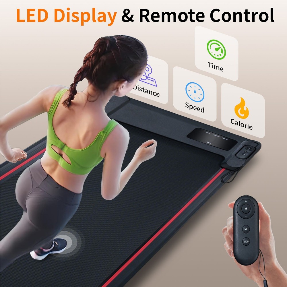 Walking Pad Treadmill with 8° Incline, Remote Control 2.5HP Portable Compact Tre