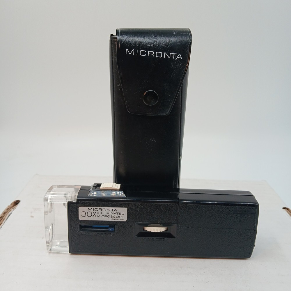 Vintage Micronta 30X Illuminated Microscope with Case Hong Kong Working