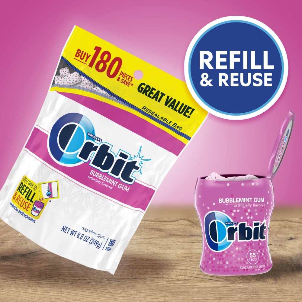 ORBIT Bubblemint Sugar-Free Chewing Gum Bulk Pack 2 Bags