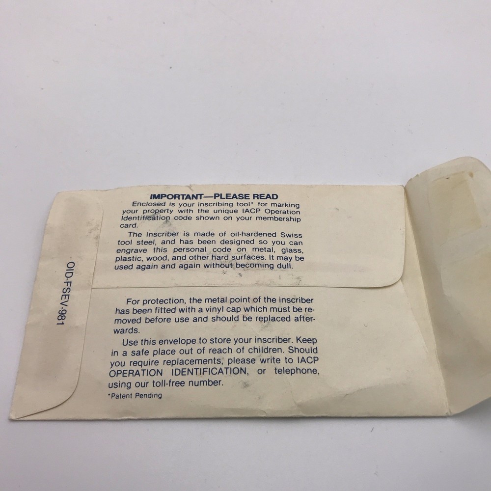 IACP Operation Identification Inscribing Tool - No Membership Card