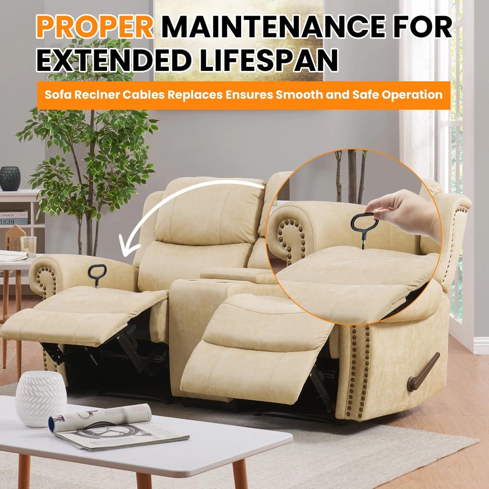 Aifeier ET 3PCS Sofa Recliner Cables, D-Ring Pull Handle Couch Release Black
