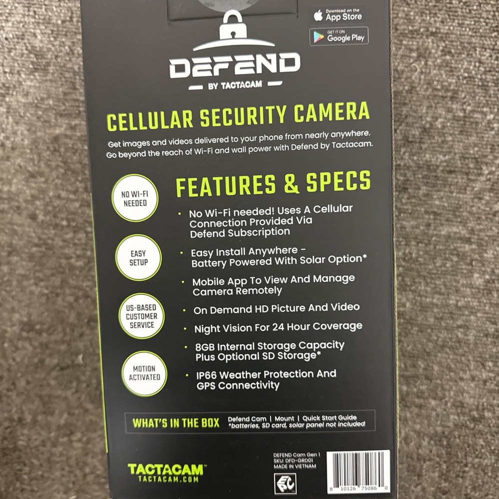 Tactacam Defend Cellular Security Camera DFD-GRD01