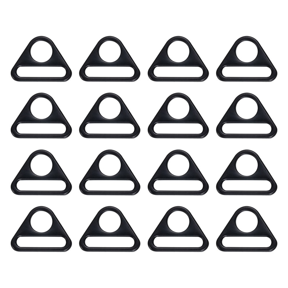 16 Pcs 1 Inch Triangle Buckles Adjuster Triangle D Rings Strap, Black