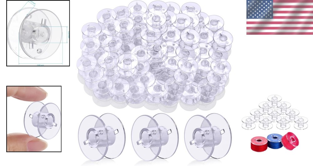 50 Clear Plastic Bobbins for Sewing Machines - Ultimate Compatibility