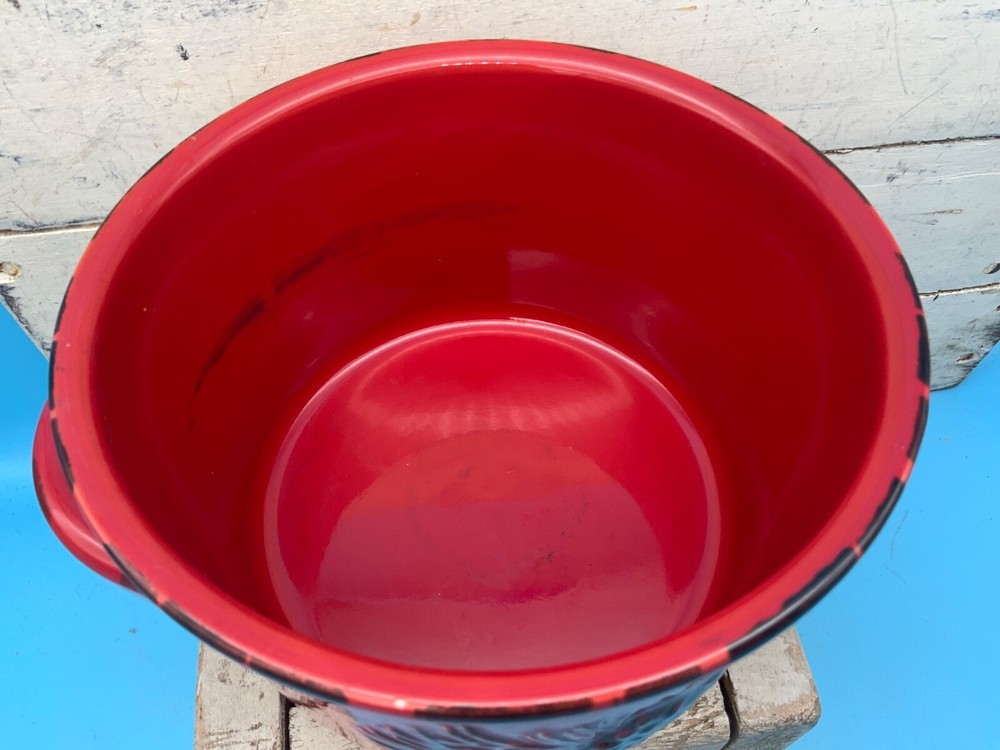 Red Double Handle Teleflora Planter/Bakeware, Ceramic Pottery 3-D Pinecone